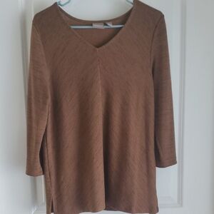 Chico's Warm Brown V-Neck Tunic